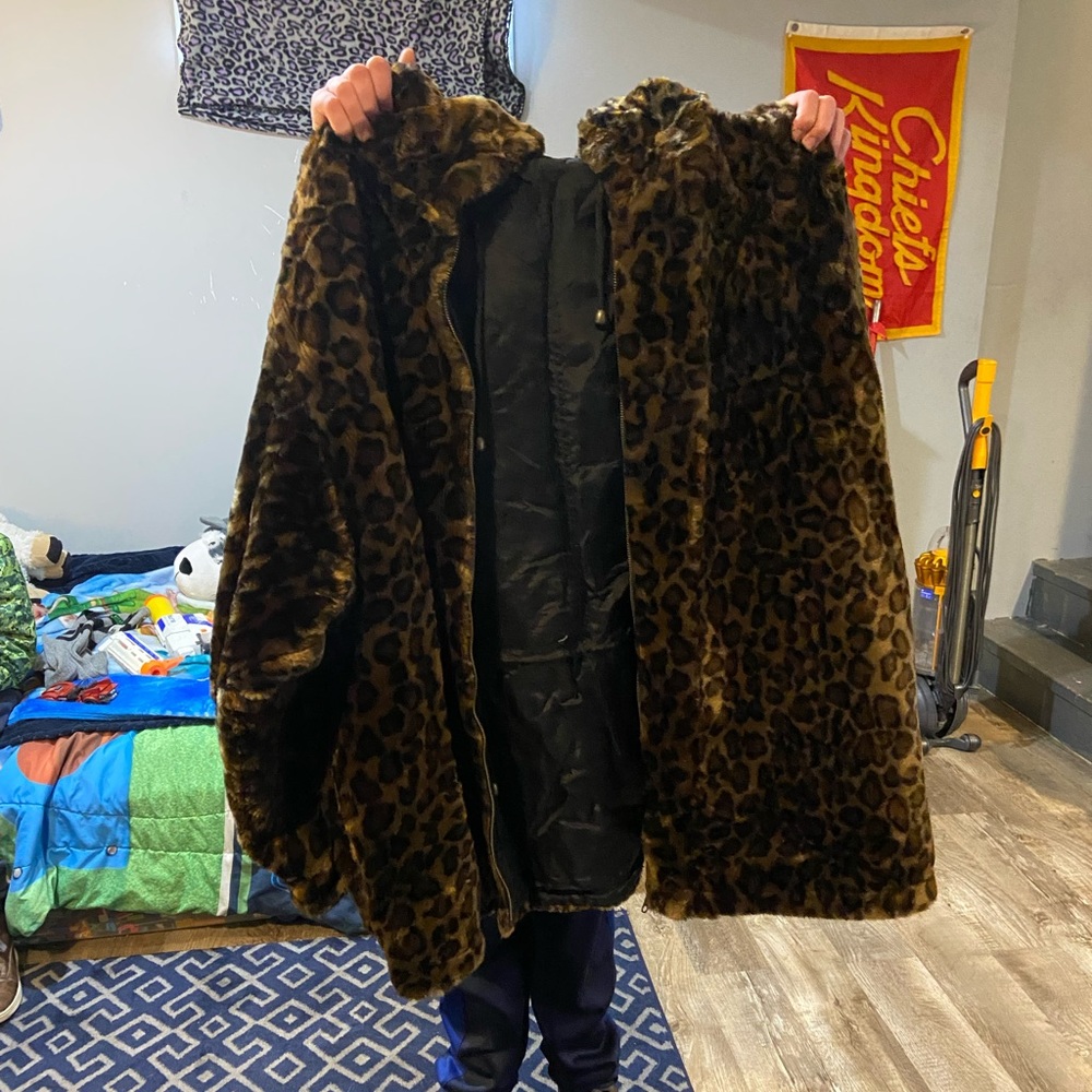 OutBrook woman leopard faux fur coat
